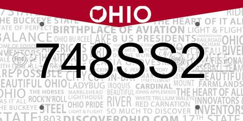 748SS2 Ohio License Plate