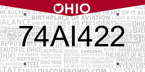 74AI422 Ohio License Plate