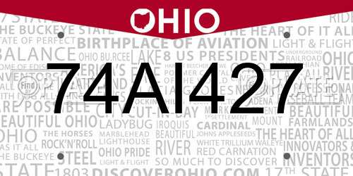 74AI427 Ohio License Plate