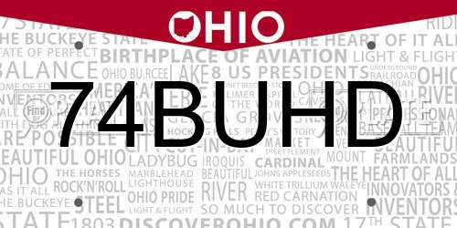 74BUHD Ohio License Plate