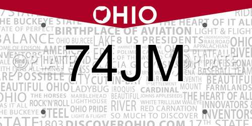 74JM Ohio License Plate