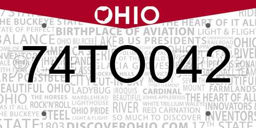 74TO042 Ohio License Plate