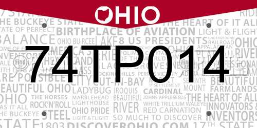 74TP014 Ohio License Plate