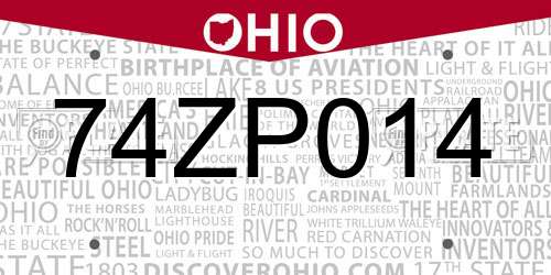 74ZP014 Ohio License Plate