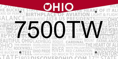 7500TW Ohio License Plate