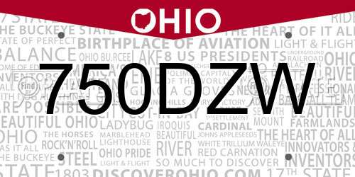 750DZW Ohio License Plate