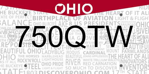 750QTW Ohio License Plate