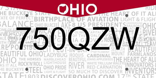 750QZW Ohio License Plate