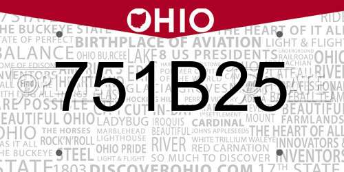 751B25 Ohio License Plate