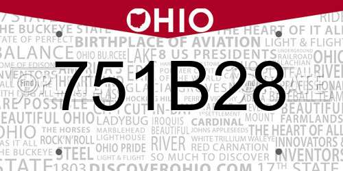751B28 Ohio License Plate