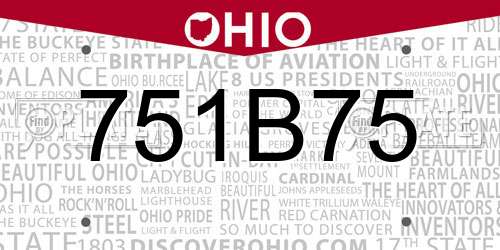 751B75 Ohio License Plate