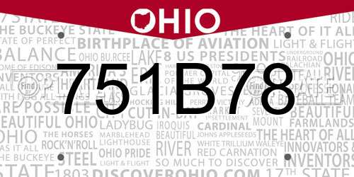 751B78 Ohio License Plate