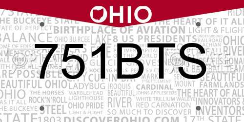 751BTS Ohio License Plate