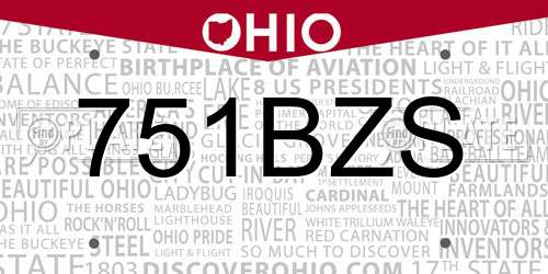 751BZS Ohio License Plate