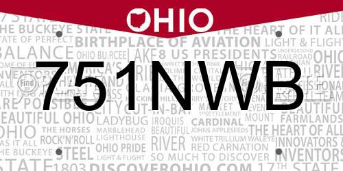 751NWB Ohio License Plate