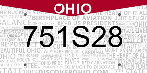 751S28 Ohio License Plate