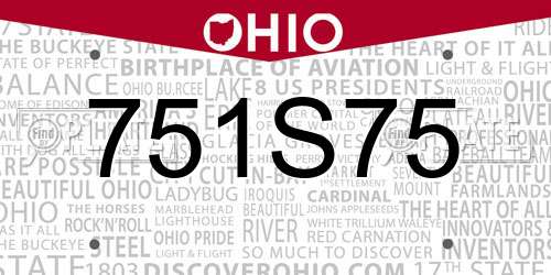 751S75 Ohio License Plate