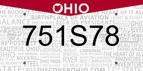 751S78 Ohio License Plate