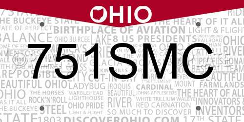 751SMC Ohio License Plate