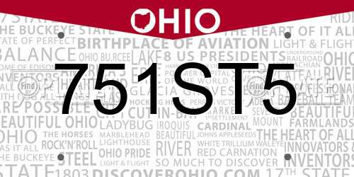 751ST5 Ohio License Plate