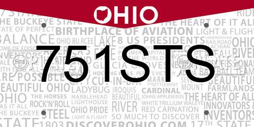 751STS Ohio License Plate