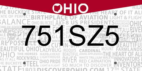 751SZ5 Ohio License Plate