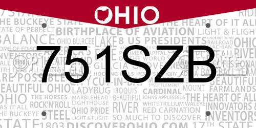 751SZB Ohio License Plate