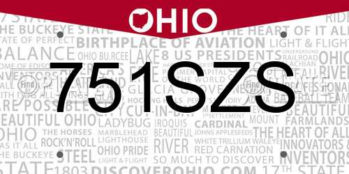 751SZS Ohio License Plate