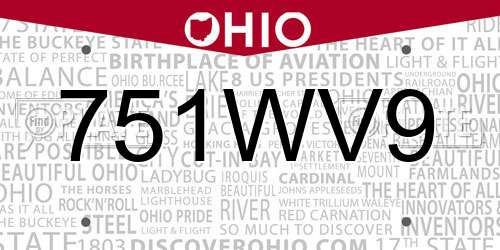 751WV9 Ohio License Plate