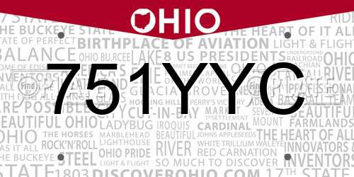 751YYC Ohio License Plate