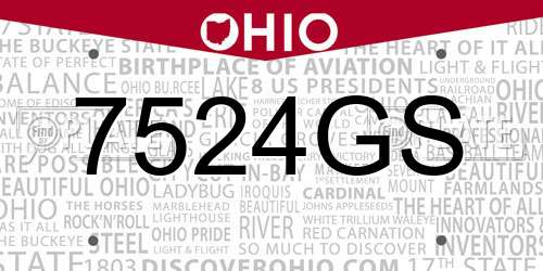 7524GS Ohio License Plate