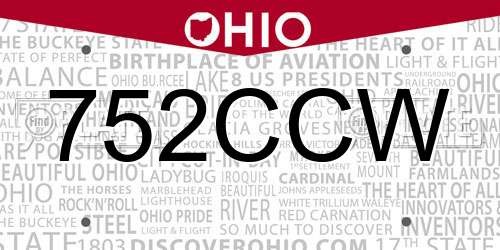 752CCW Ohio License Plate