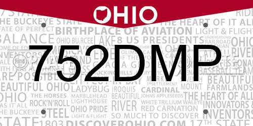 752DMP Ohio License Plate