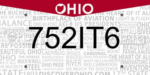 752IT6 Ohio License Plate