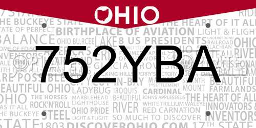 752YBA Ohio License Plate