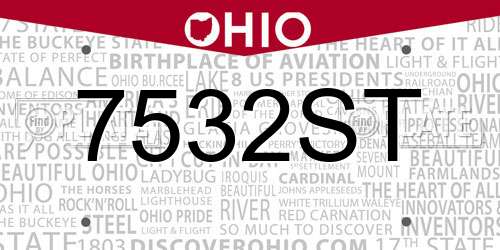 7532ST Ohio License Plate