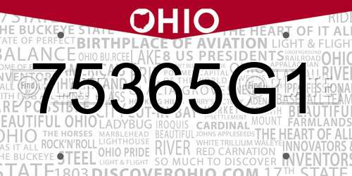 75365G1 Ohio License Plate