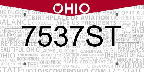 7537ST Ohio License Plate