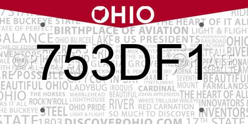 753DF1 Ohio License Plate