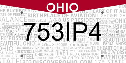 753IP4 Ohio License Plate