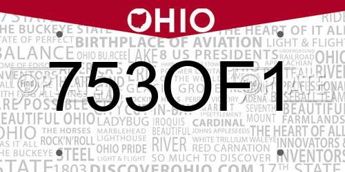 753OF1 Ohio License Plate