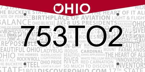 753TO2 Ohio License Plate