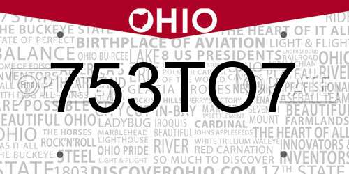 753TO7 Ohio License Plate