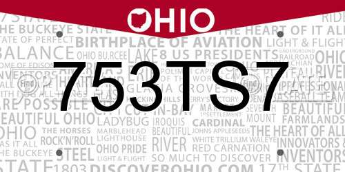 753TS7 Ohio License Plate