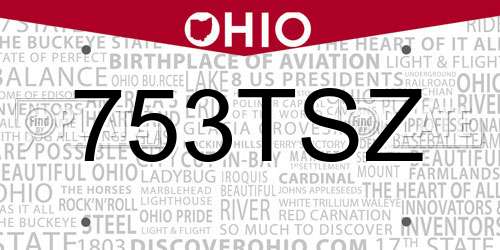 753TSZ Ohio License Plate