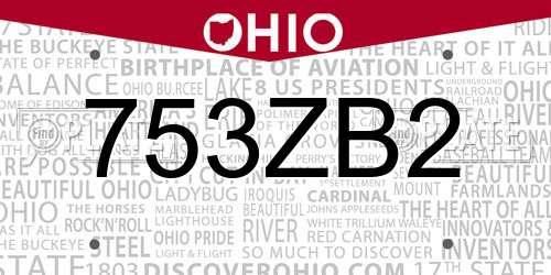 753ZB2 Ohio License Plate