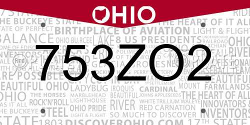 753ZO2 Ohio License Plate