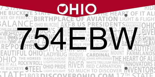 754EBW Ohio License Plate