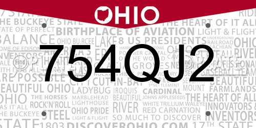754QJ2 Ohio License Plate