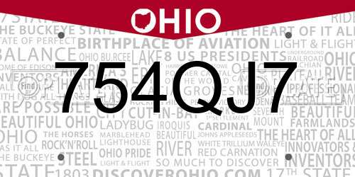 754QJ7 Ohio License Plate